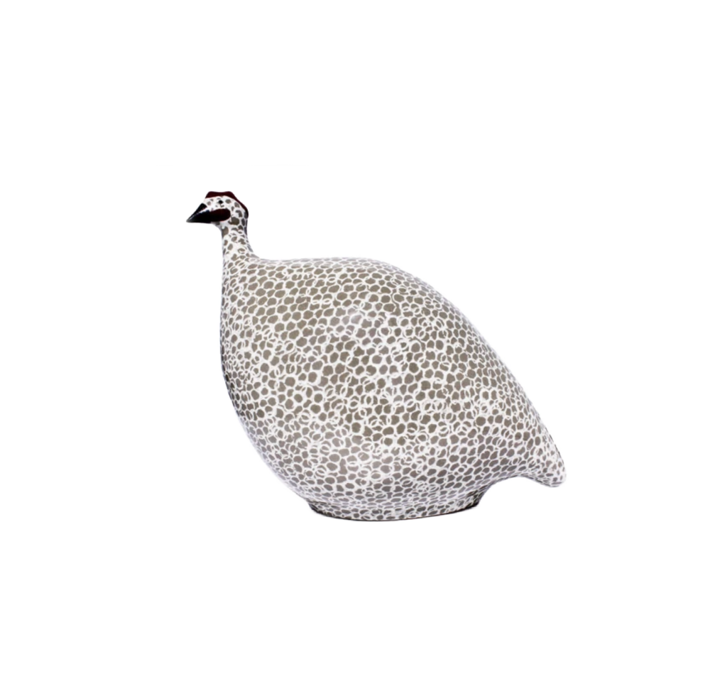 Medium Beige Taupe Spotted White Guinea Fowl