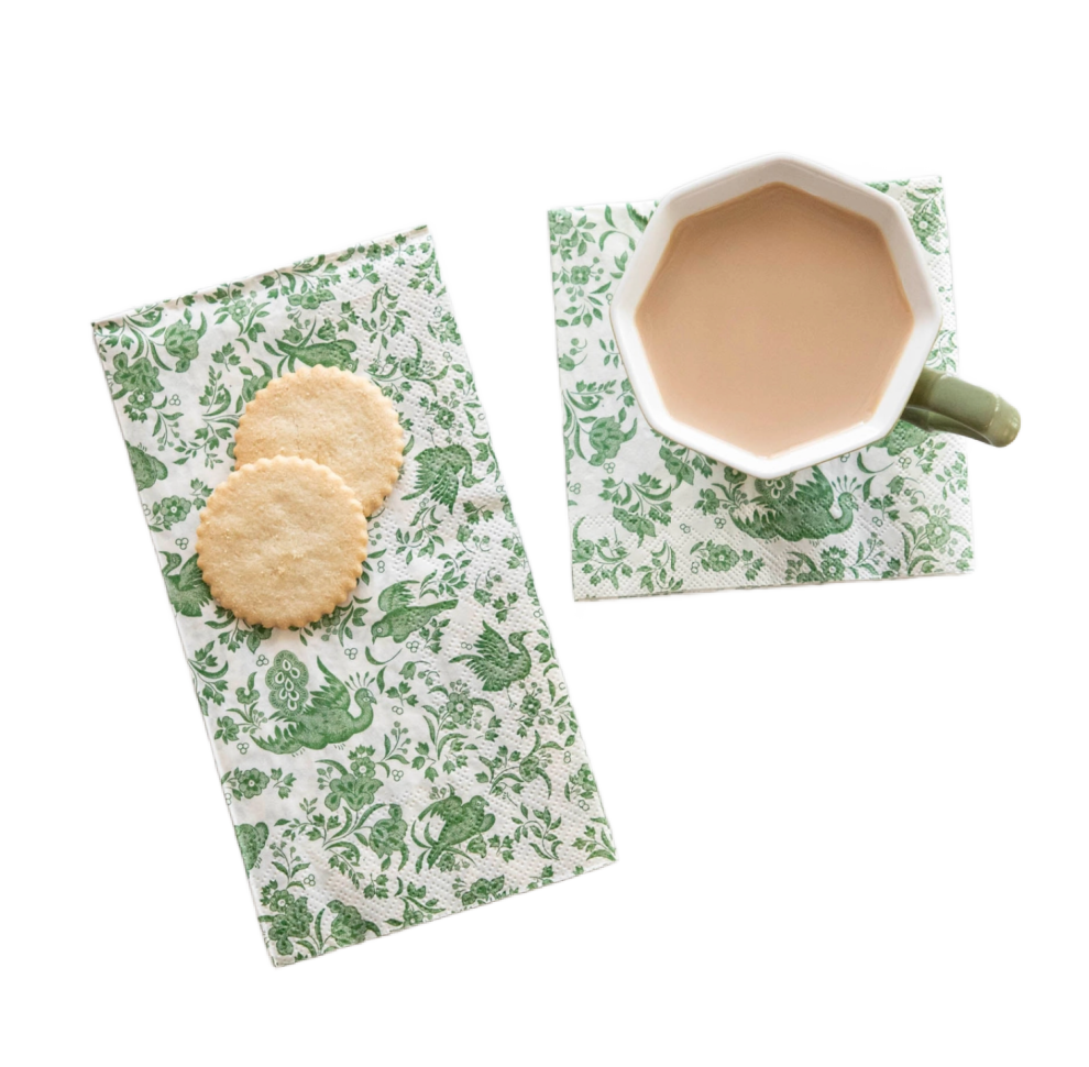 Green Regal Peacock Guest Napkin