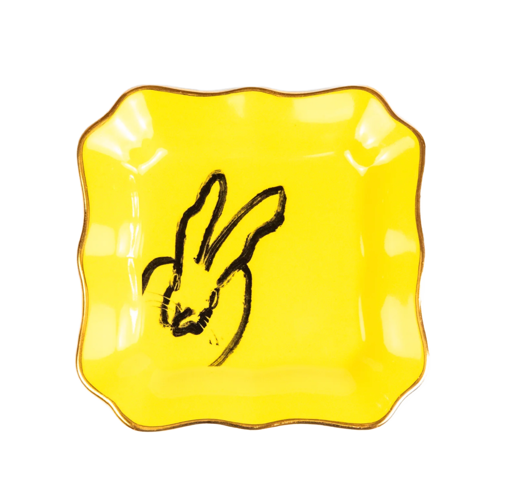Hunt Slonem | Yellow Bunny Portrait Plate