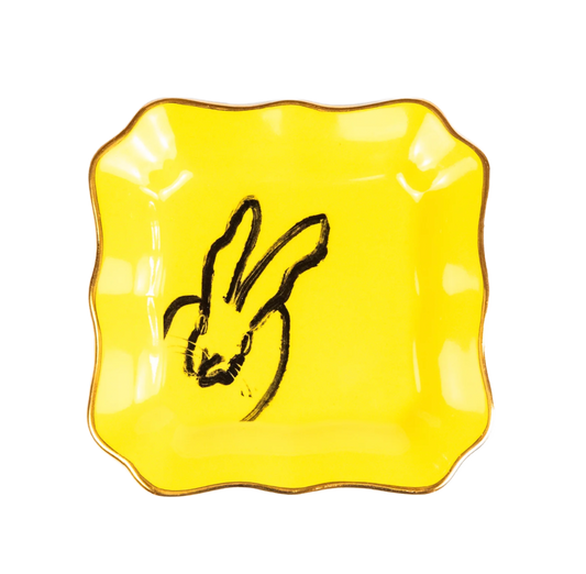 Hunt Slonem | Yellow Bunny Portrait Plate