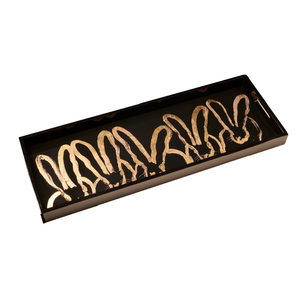 Hunt Slonem | Black Conga Long Lacquer Tray