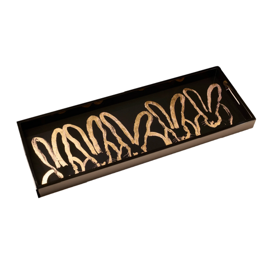 Hunt Slonem | Black Conga Long Lacquer Tray