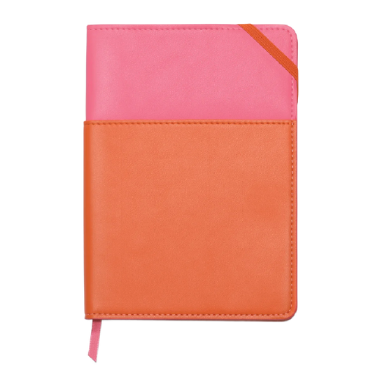 Vegan Leather Pocket Journal - Pink & Chili