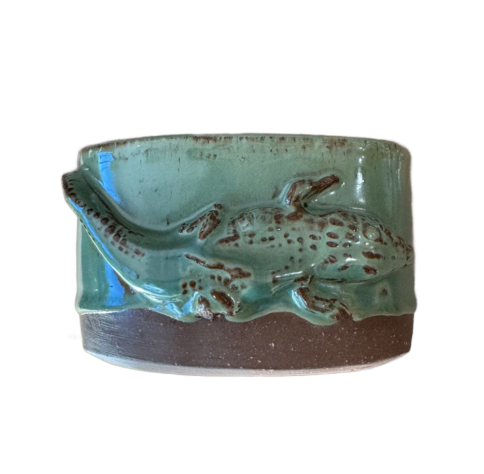 Green Alligator Ceramic Bowl
