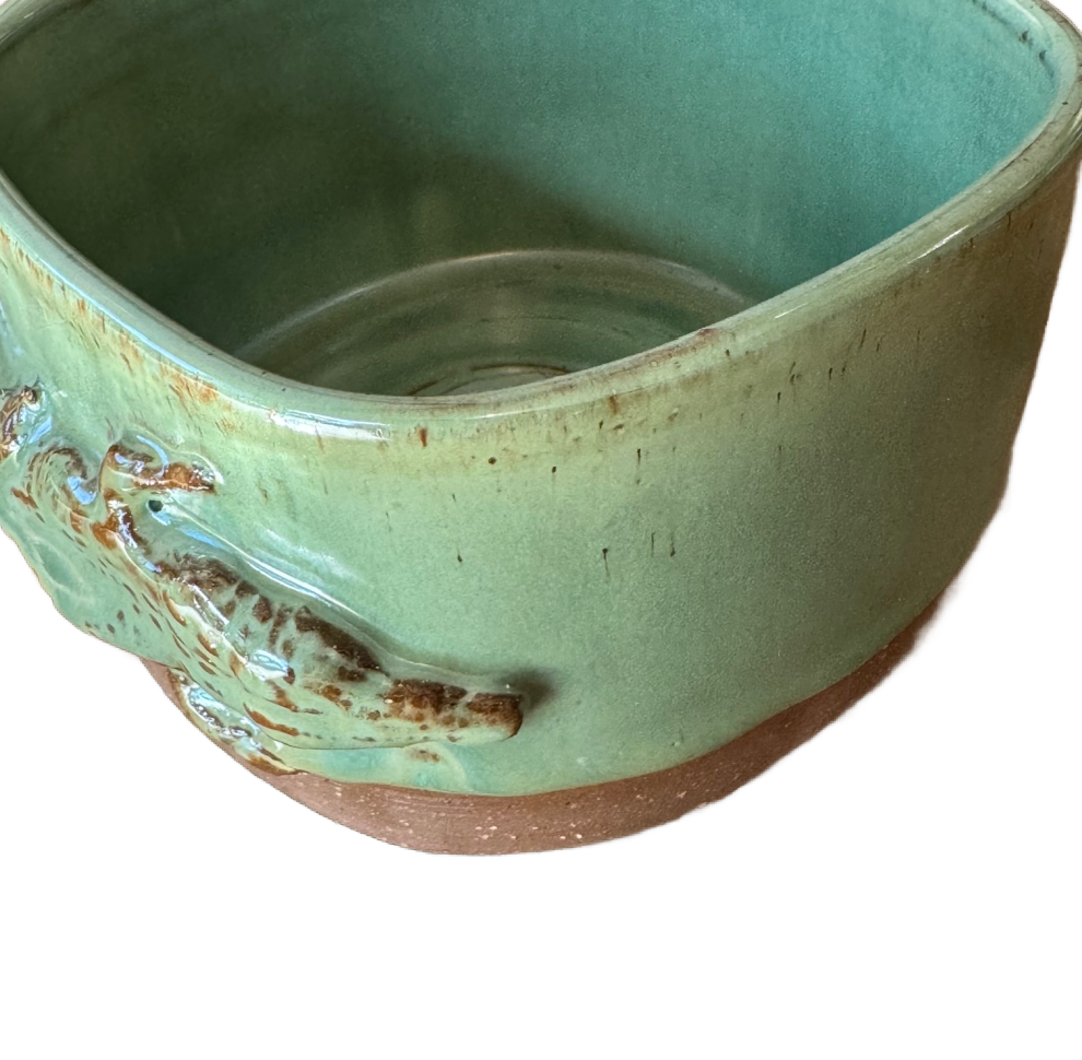 Green Alligator Ceramic Bowl