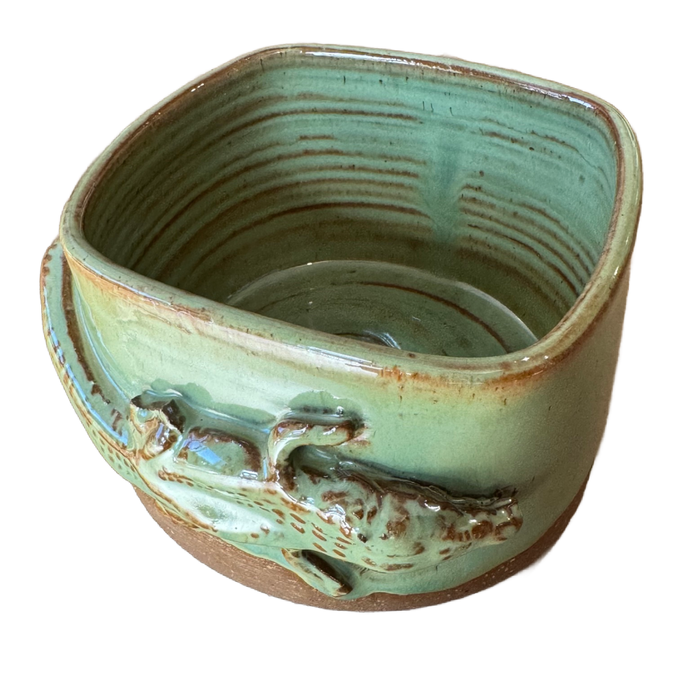 Green Alligator Ceramic Bowl