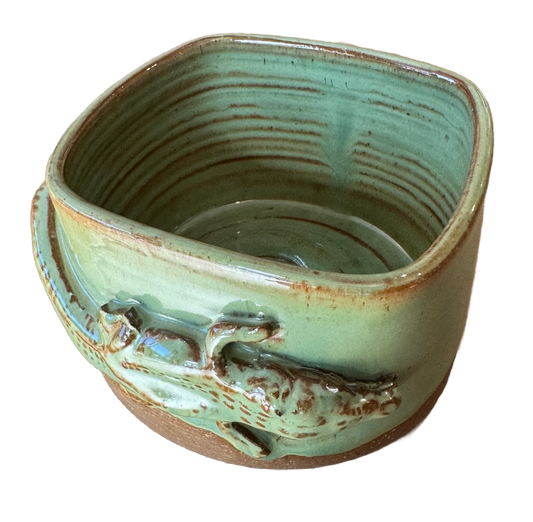 Green Alligator Ceramic Bowl