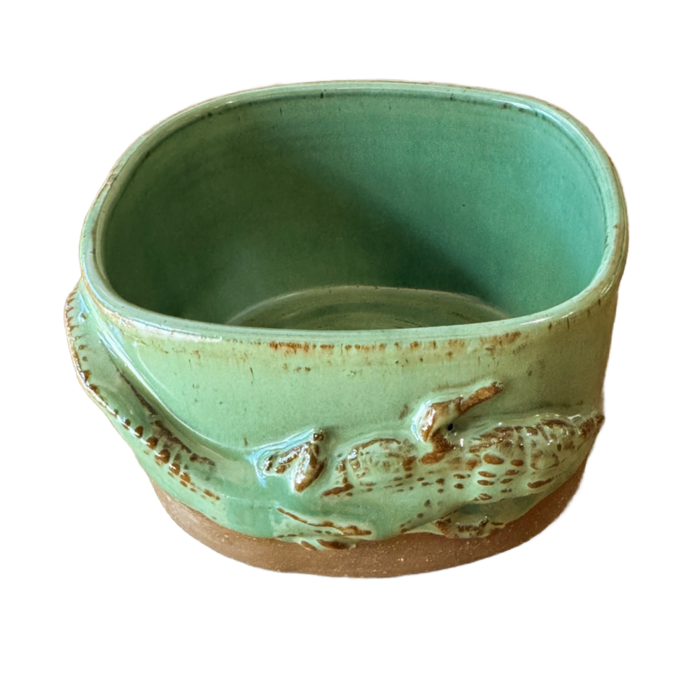 Green Alligator Ceramic Bowl