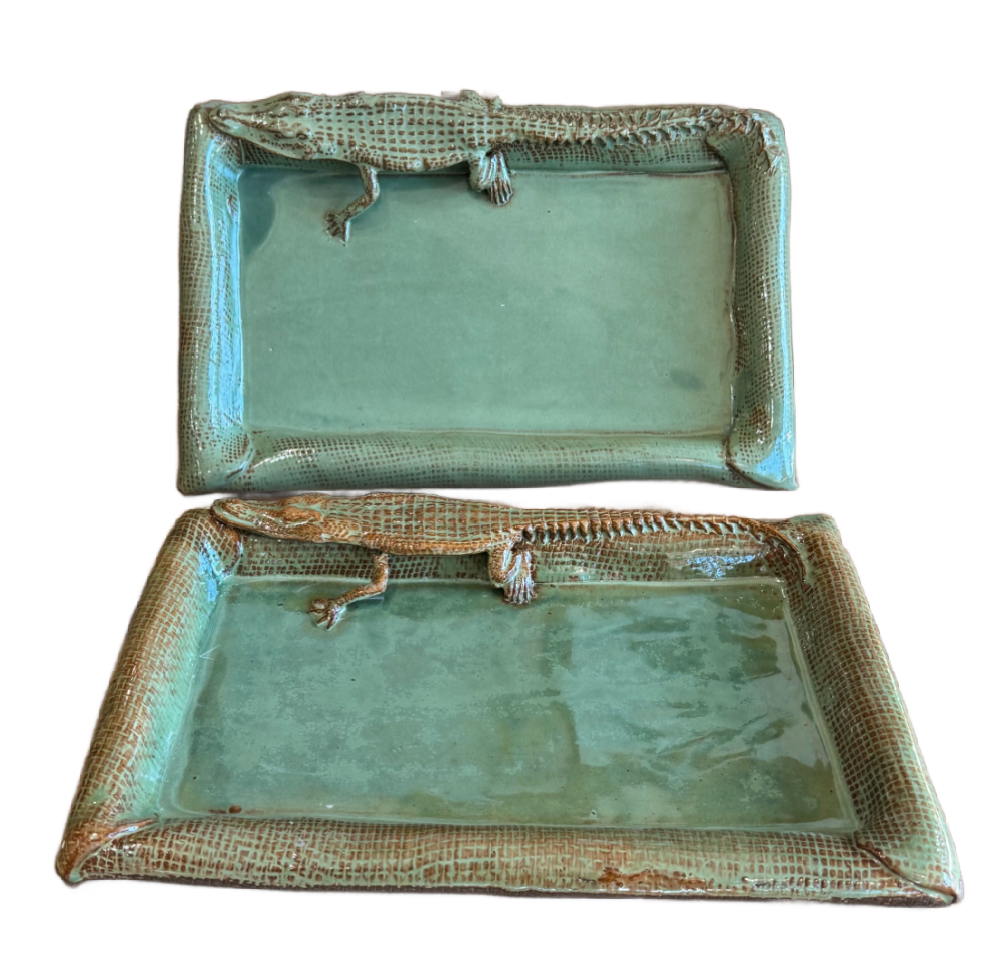 Green Alligator Ceramic Platter