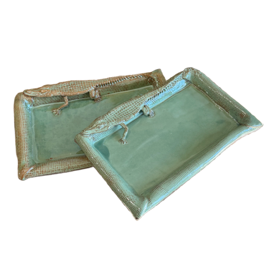 Green Alligator Ceramic Platter