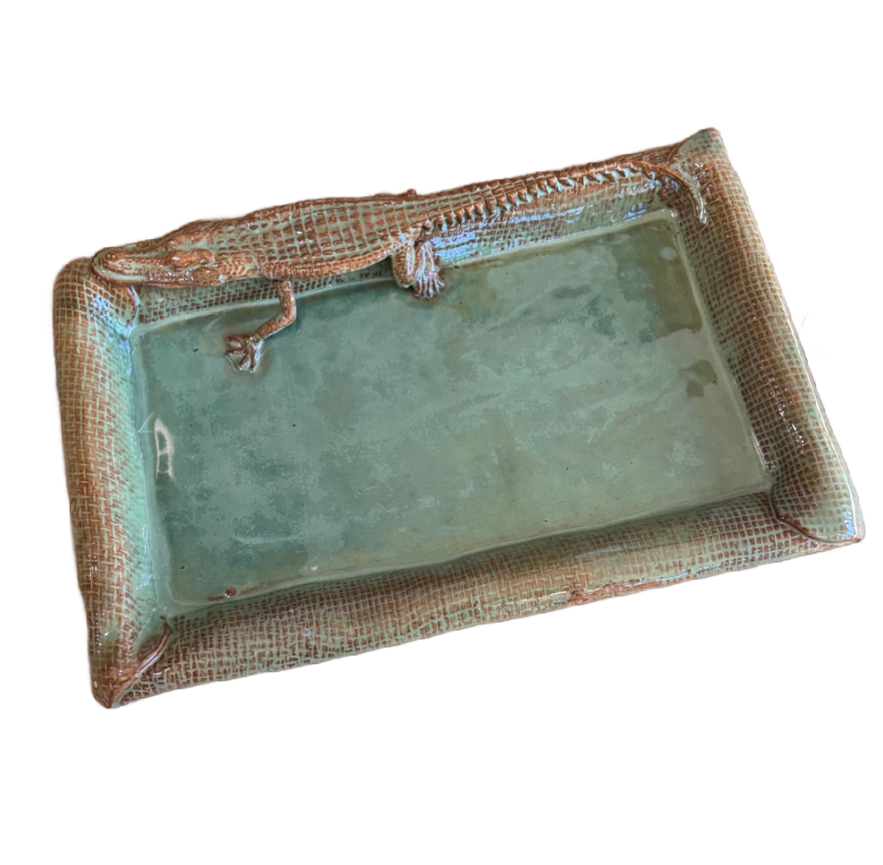 Green Alligator Ceramic Platter