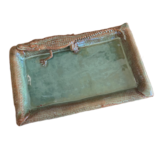 Green Alligator Ceramic Platter