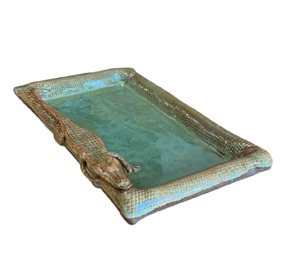 Green Alligator Ceramic Platter