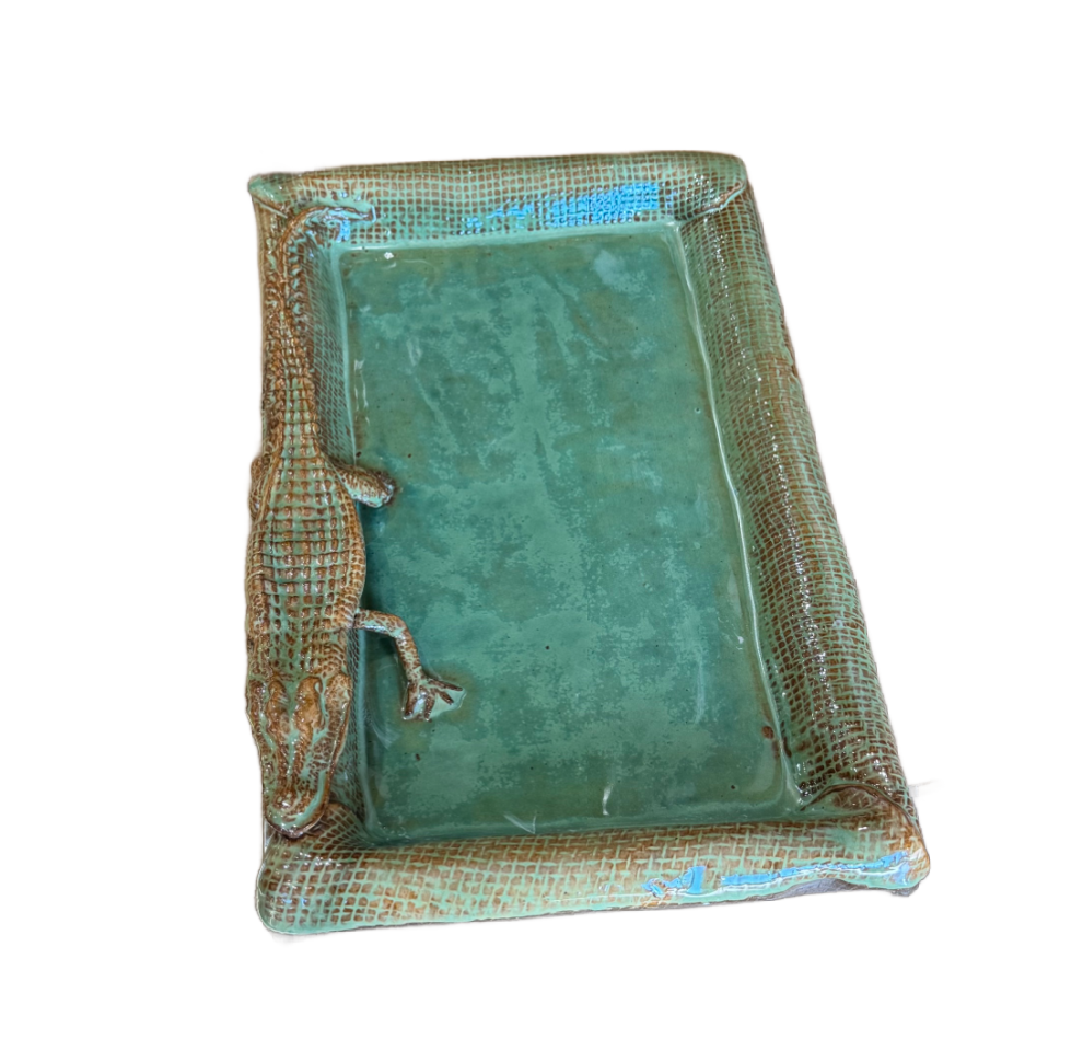 Green Alligator Ceramic Platter