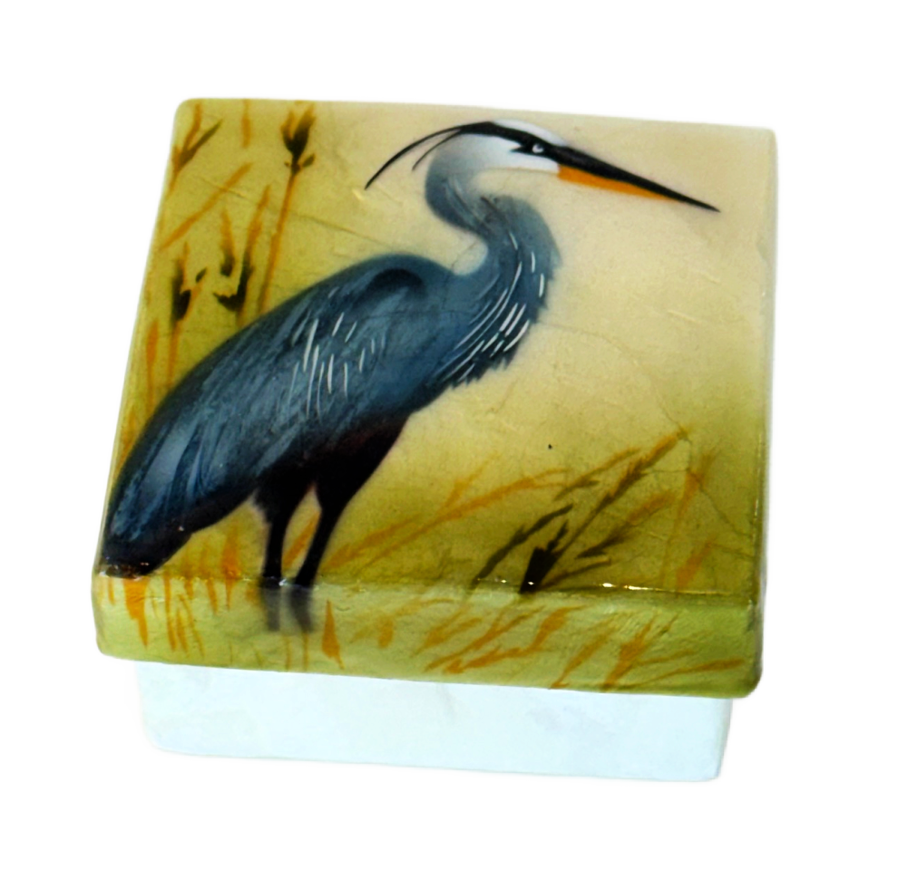 Heron Egret Capiz Shell Box