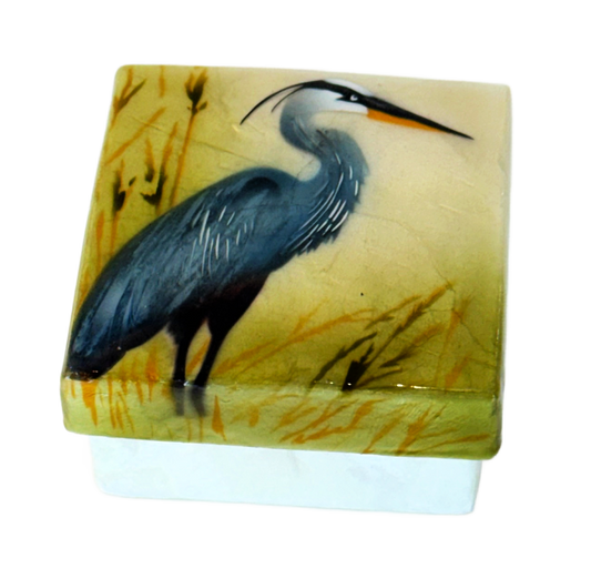 Heron Egret Capiz Shell Box
