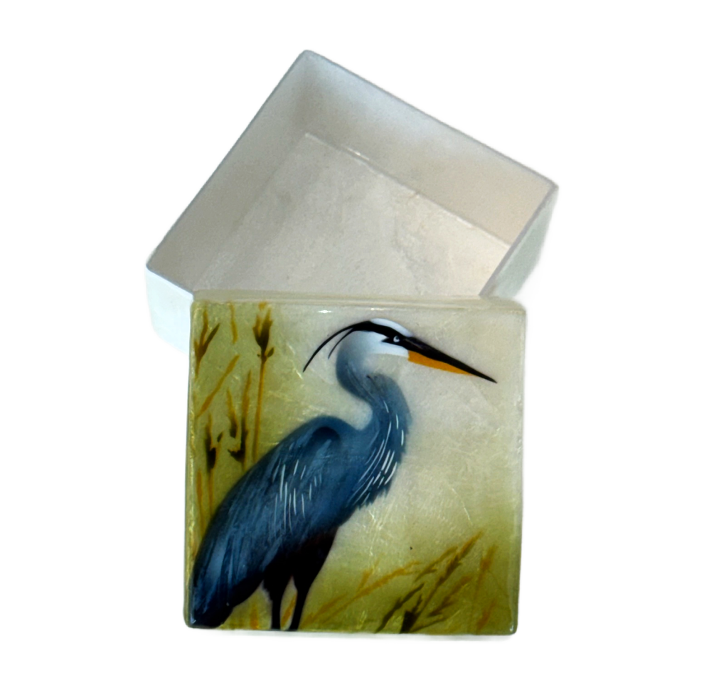 Heron Egret Capiz Shell Box