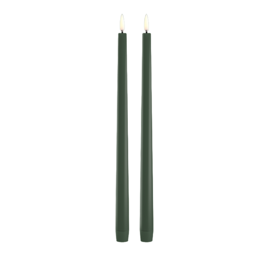 Olive Green LED Slim Taper Pair Candle