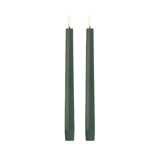 Olive Green LED Taper Pair Candle