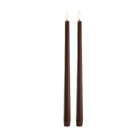Brown LED Slim Taper Pair Candle