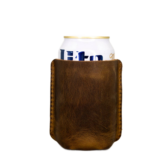 Leather Sewn Can Cooler: Can