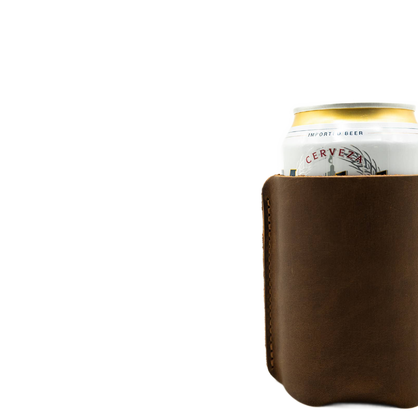 Leather Sewn Can Cooler: Can