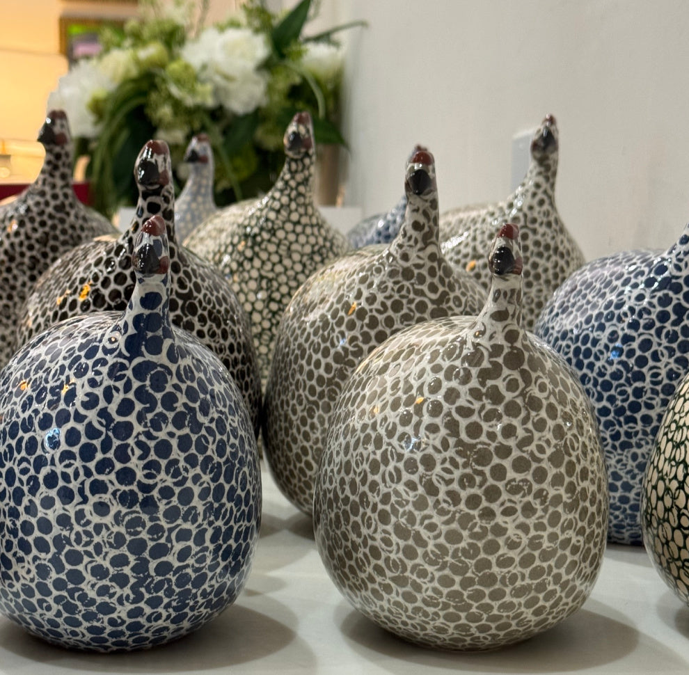 Medium Blue Spotted White Guinea Fowl