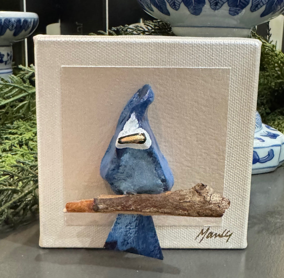 Blue Jay Bird Cardinal 4x4 Canvas