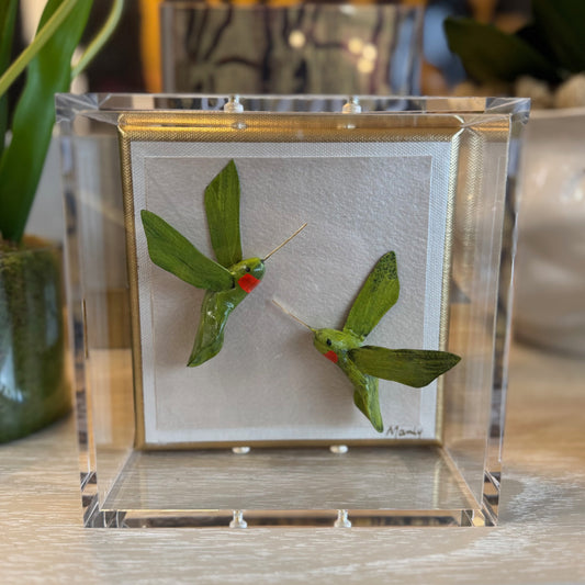 Hummingbird Green 6x6 Shadowbox