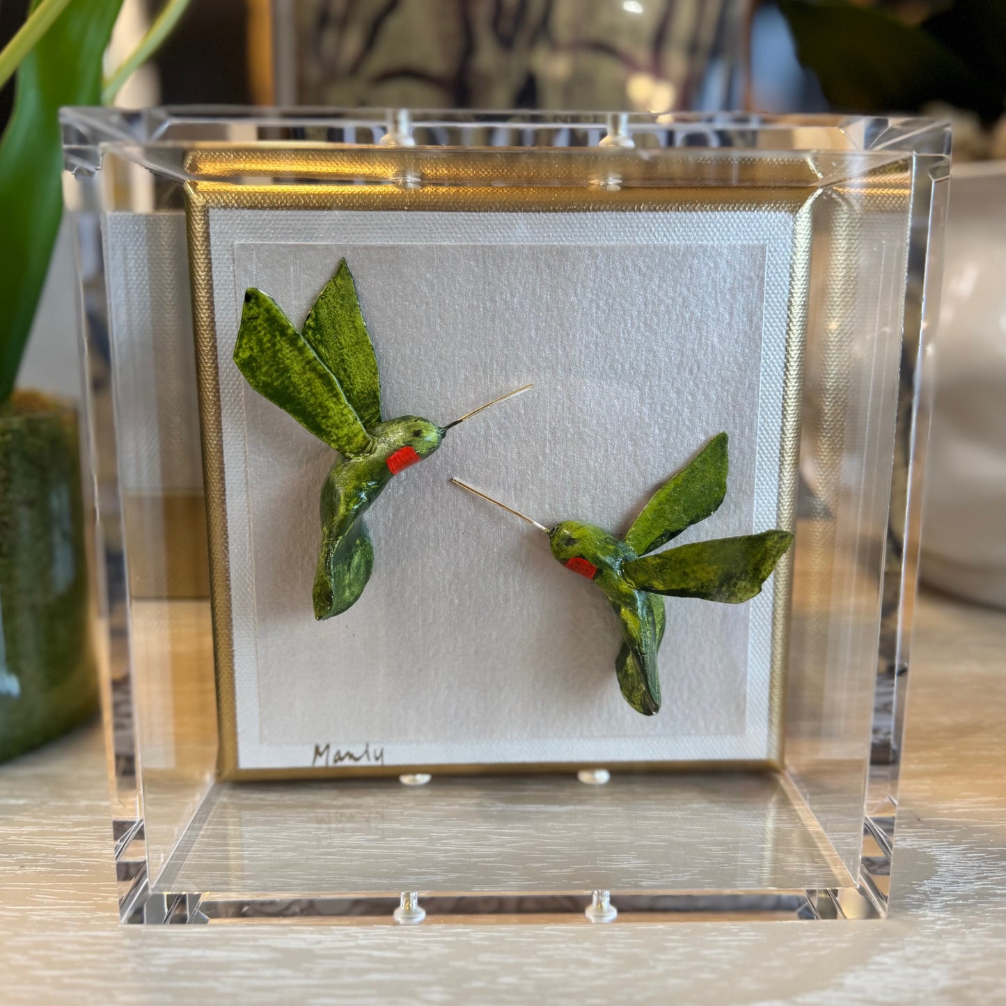 Hummingbird Green 6x6 Shadowbox