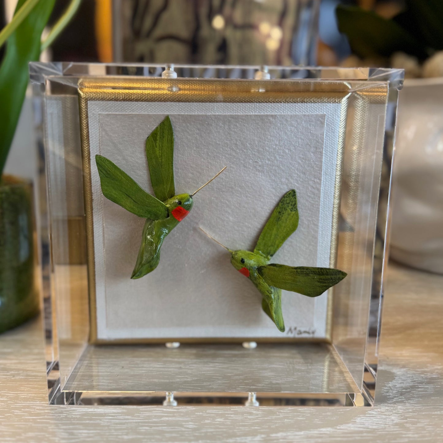 Hummingbird Green 6x6 Shadowbox