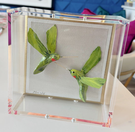 Hummingbird Green 6x6 Shadowbox