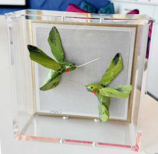 Hummingbird Green 6x6 Shadowbox