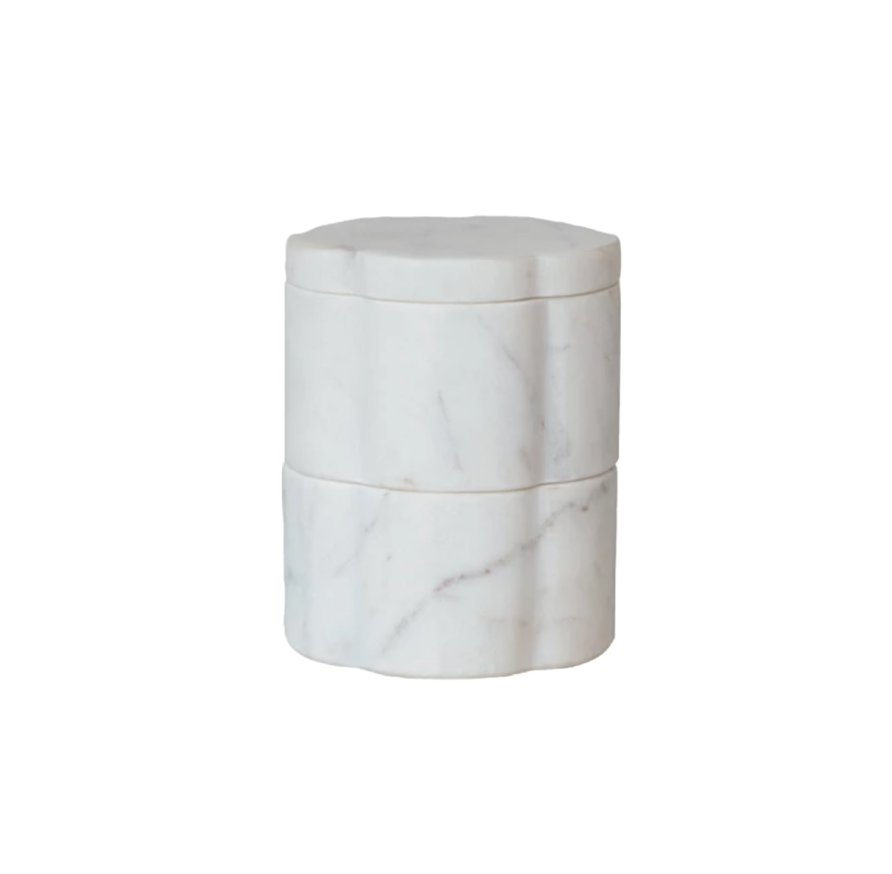 Marble Scalloped Stackable Pinch Pots w/ Lid