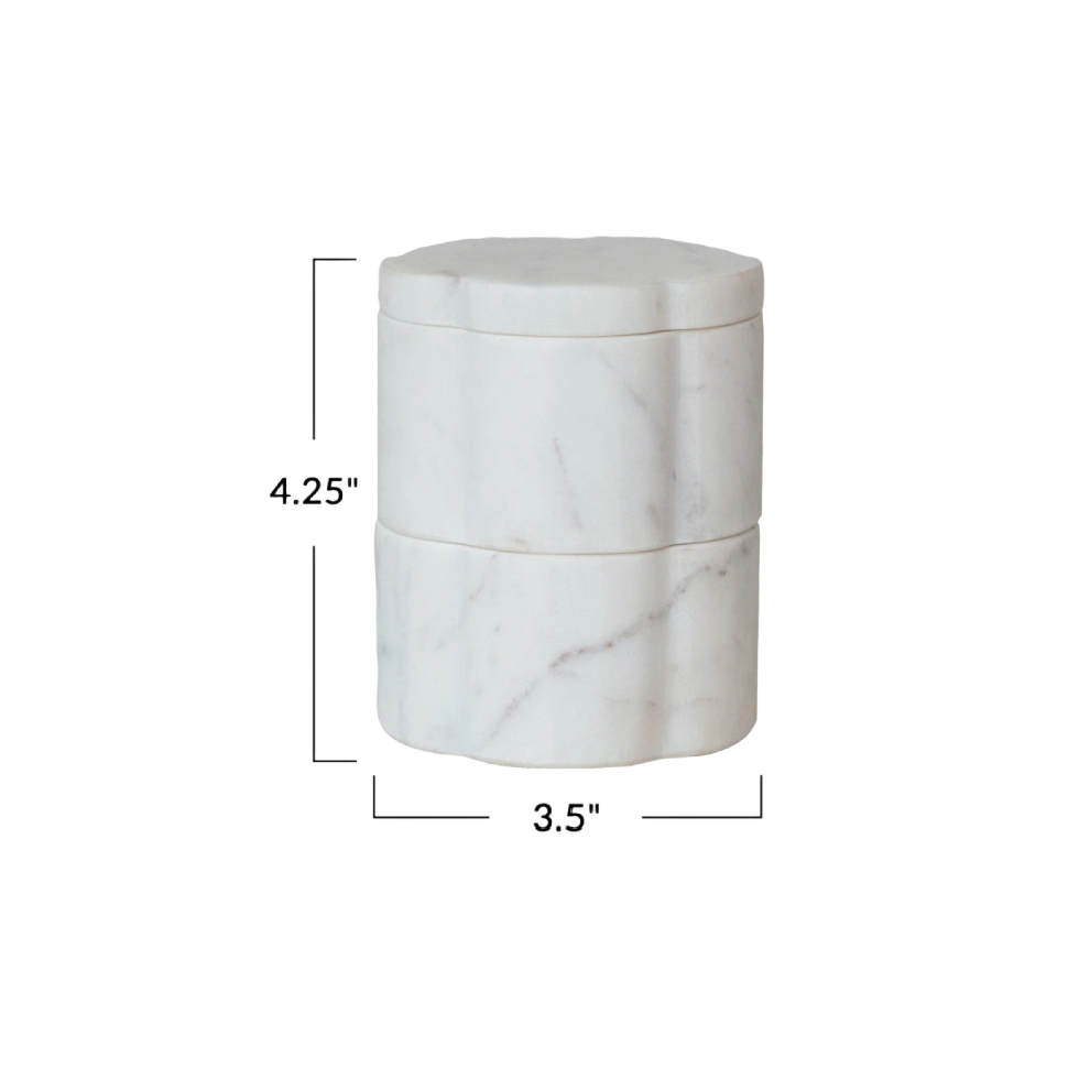 Marble Scalloped Stackable Pinch Pots w/ Lid
