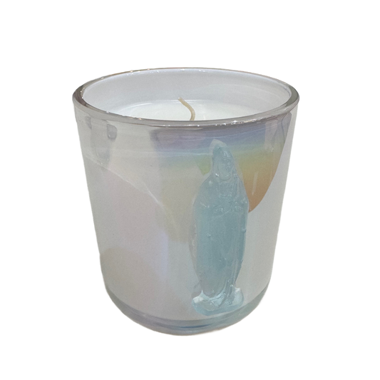 Mother Light Blue Mary Iridescent Candle