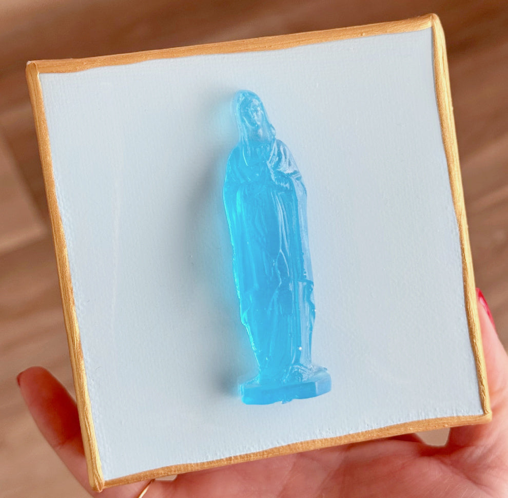 Blue Mother Mary 4x4 Blue Canvas