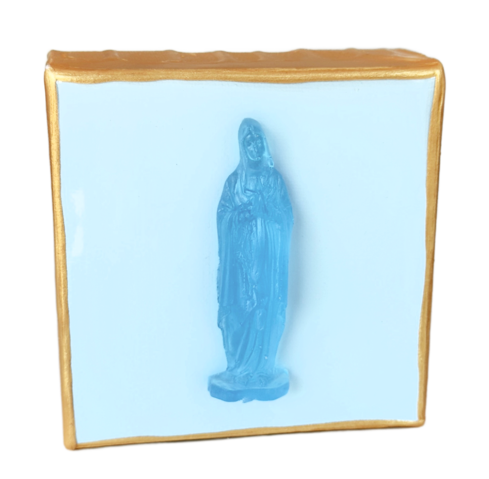 Blue Mother Mary 4x4 Blue Canvas