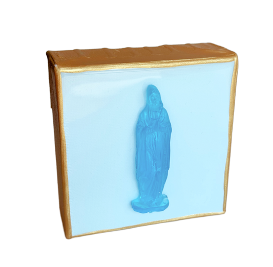 Blue Mother Mary 4x4 Blue Canvas