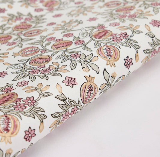 Block Printed Wrapping Paper Sheets - Pomegranate Pink Earth