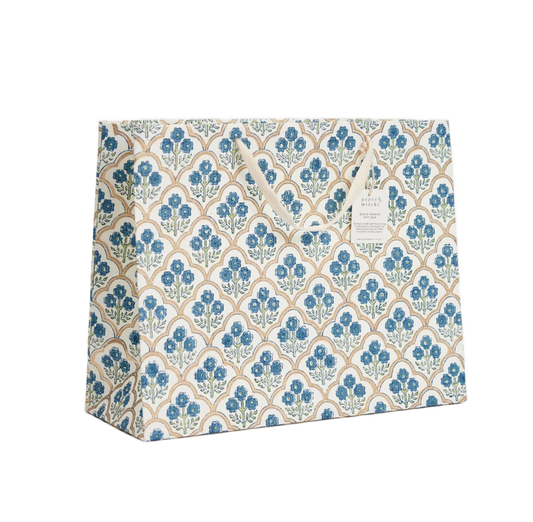 Hand Block Printed Gift Bags (Large) - Indigo