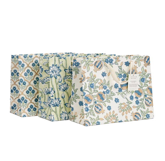 Hand Block Printed Gift Bags (Medium) - Indigo