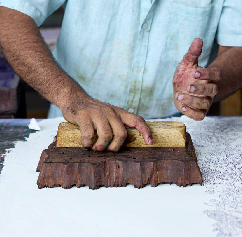 Block Printed Wrapping Paper Sheets - Pomegranate Pink Earth
