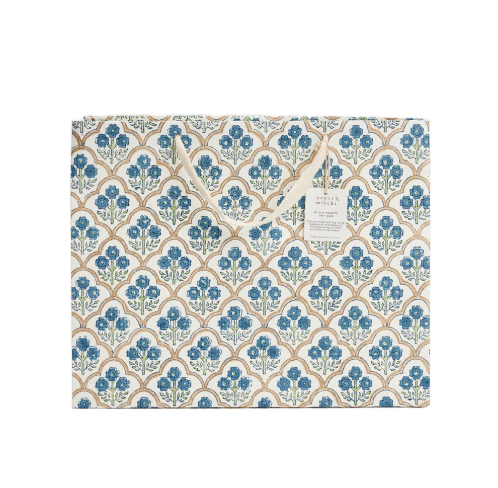 Hand Block Printed Gift Bags (Medium) - Indigo