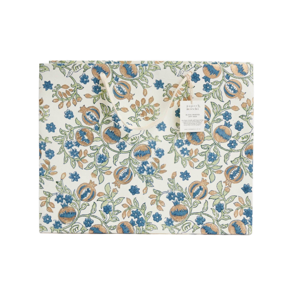 Hand Block Printed Gift Bags (Medium) - Indigo