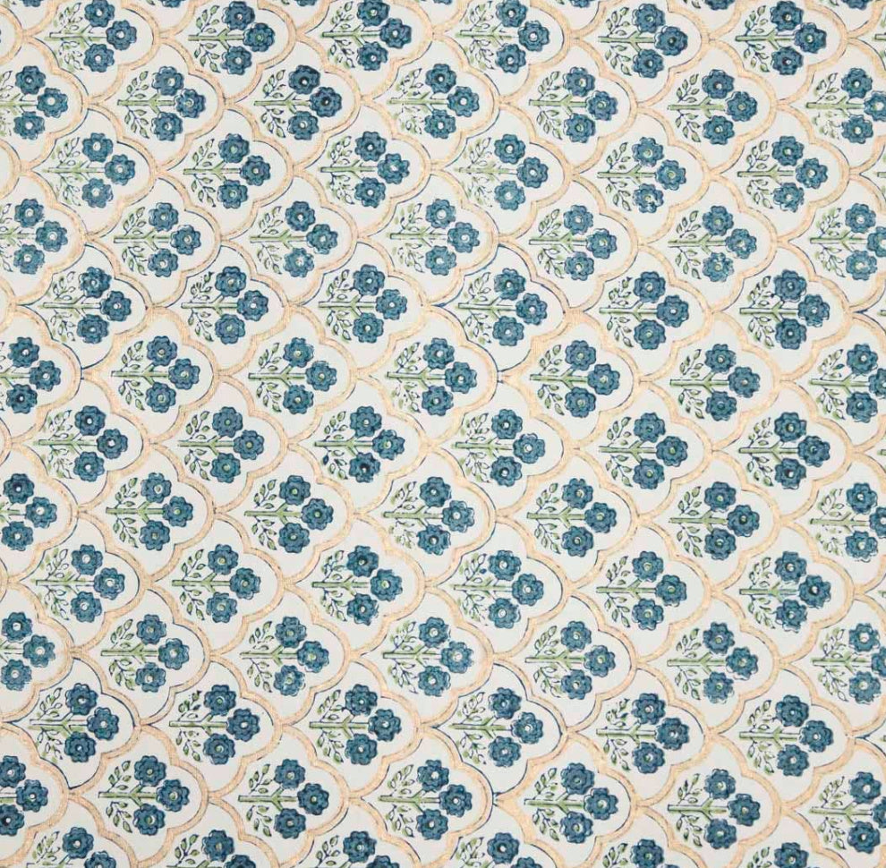 Block Printed Wrapping Paper Sheets - Trellis Indigo