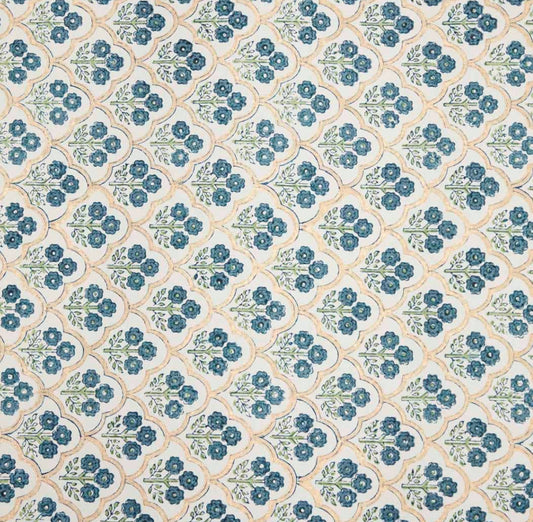 Block Printed Wrapping Paper Sheets - Trellis Indigo