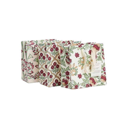 Hand Block Printed Gift Bags (Small) - Cherry