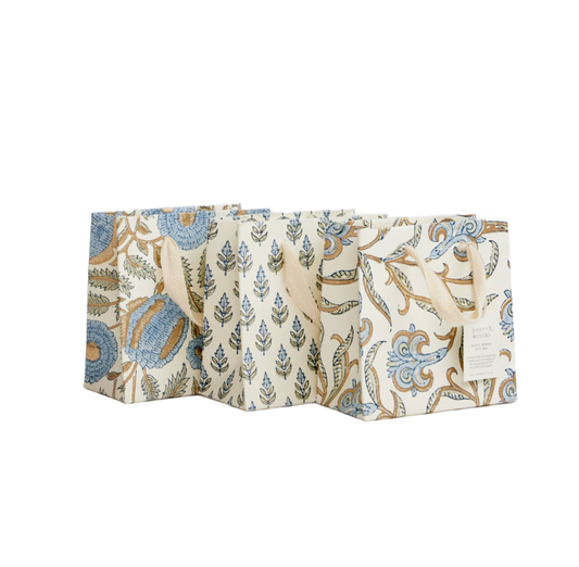 Small Hand Block Printed Gift Bag - Blue Stone