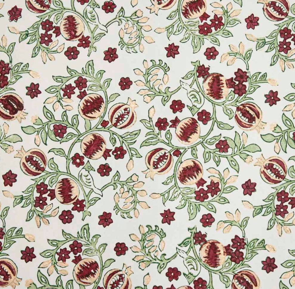 Block Printed Wrapping Paper Sheets - BP Pomegranate Cherry